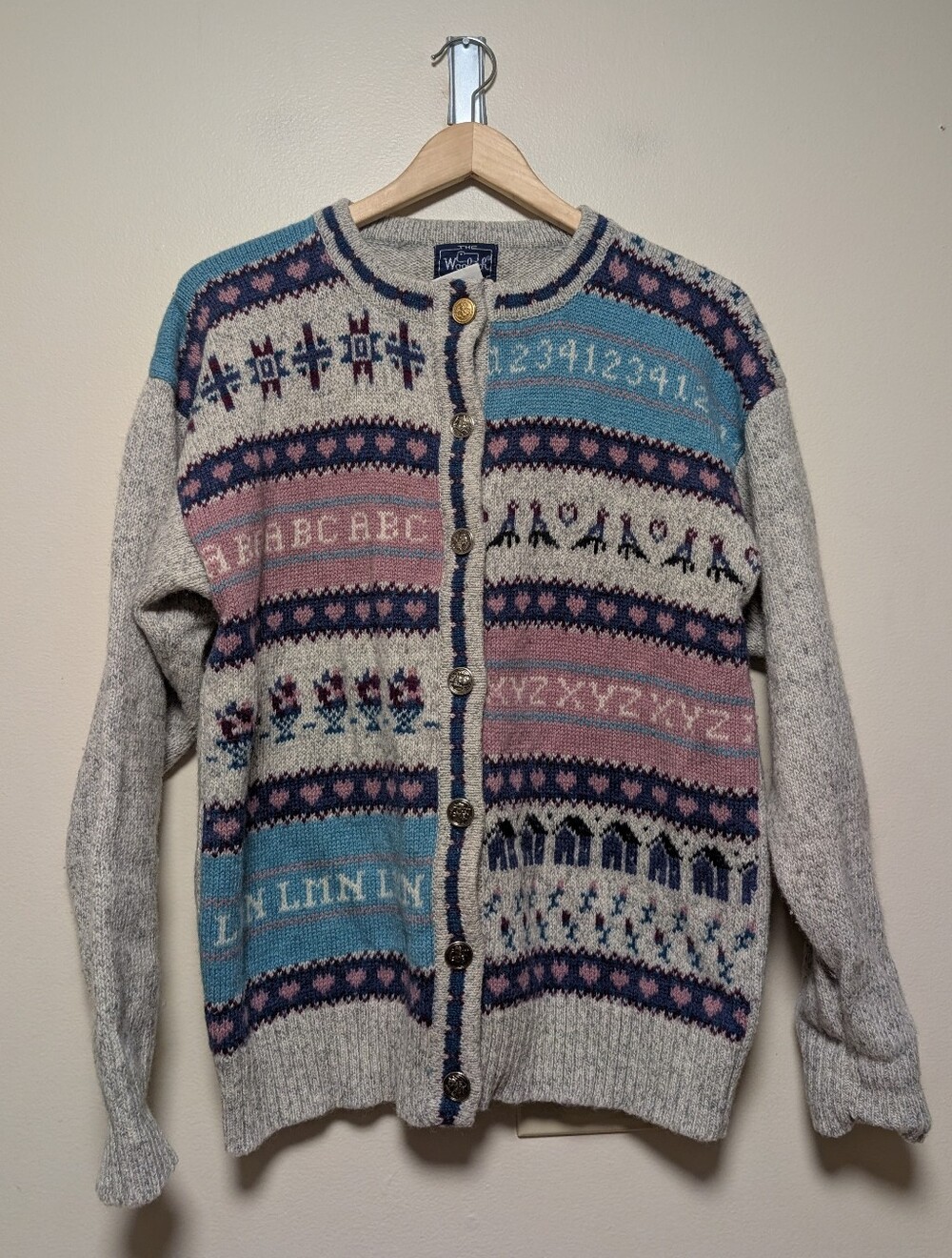 Woolrich Woman Wool Blend Fair Isle Novelty Cardigan Sweater Large